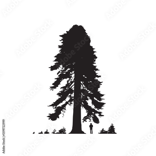 Ancient Sequoia Tree Silhouette Isolated Image