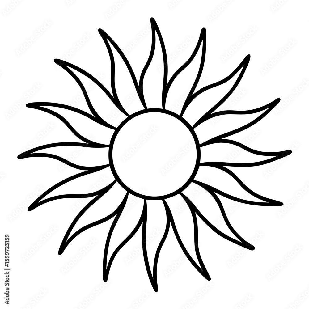 Shine Bright: Sun Outline Coloring Page Shine Bright: Sun Outline Coloring Page