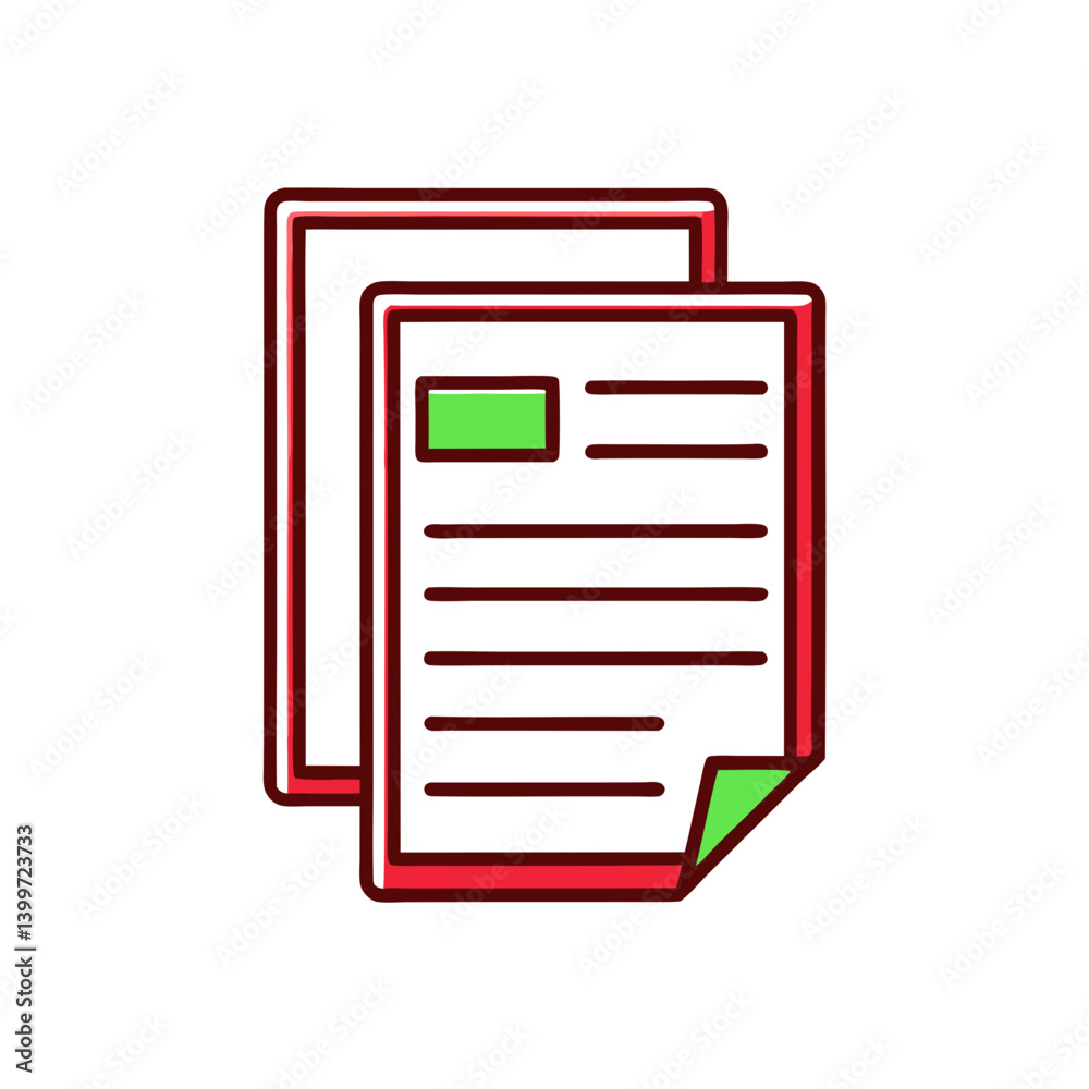 Document layout with paper sheets featuring text and notes Document layout with paper sheets featuring text and notes