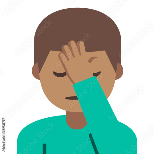 Facepalm Emoji (Medium Skin Tone, Brown Hair, Male)
