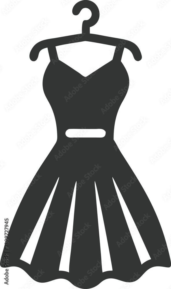 Dress on Hanger Icon in Silhouette Style with Transparent Background Design Dress on Hanger Icon in Silhouette Style with Transparent Background Design