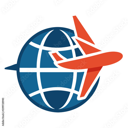 Airplane with Globe Logo Representing Global Travel, Aviation, and International Connectivity