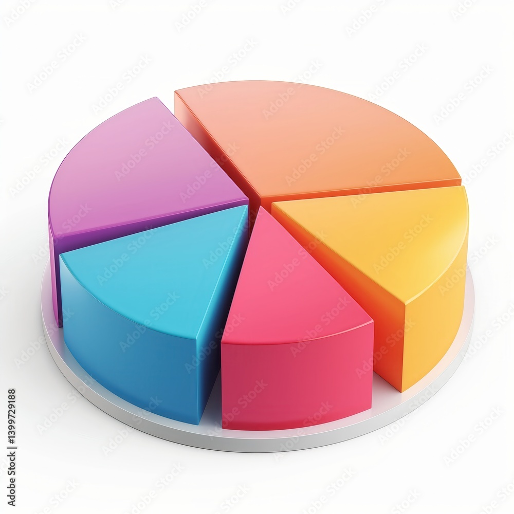 Obraz premium 3d pie chart with gradient colors, minimal business theme, white background