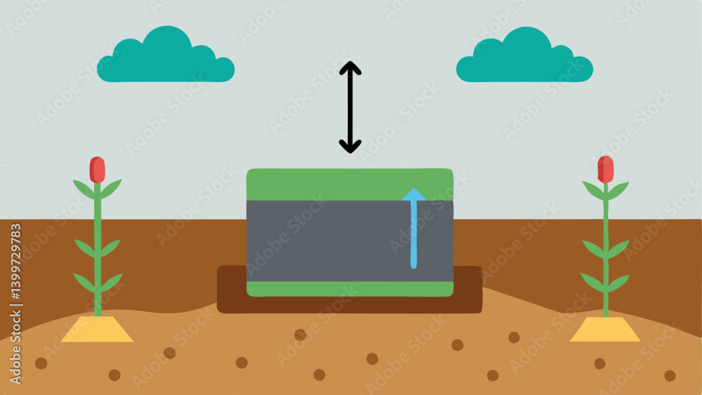 Nutrient Sensor Depict a rectangular sensor resting on the ground with arrows indicating the detection of nitrogen phosphorus and potassium levels in the nearby soil. Nutrient Sensor Depict a rectangular sensor resting on the ground with arrows indicating the detection of nitrogen phosphorus and potassium levels in the nearby soil.