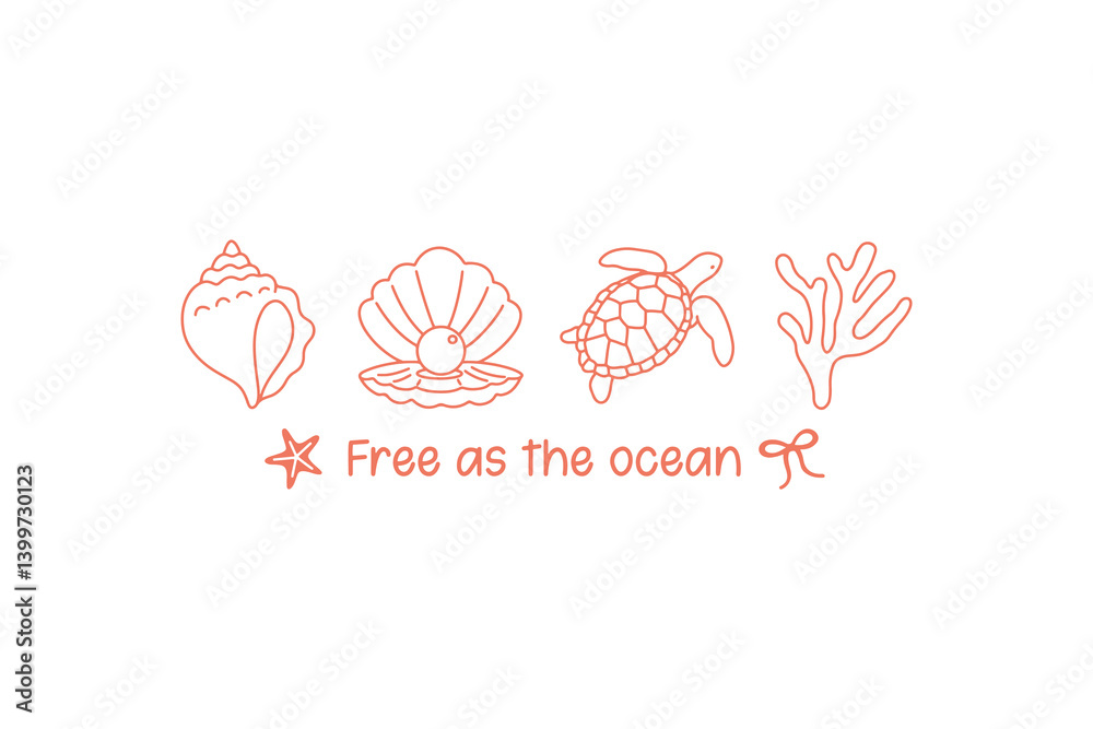 Fototapeta premium Free as the Ocean, Hand Drawn Summer SVG T Shirt Design