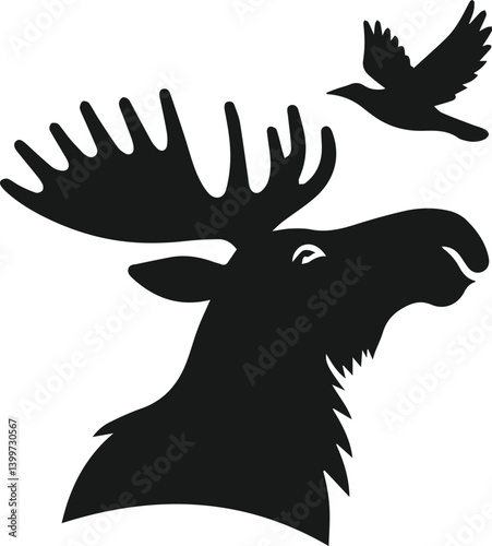 Silhouette of a woodland animal moose