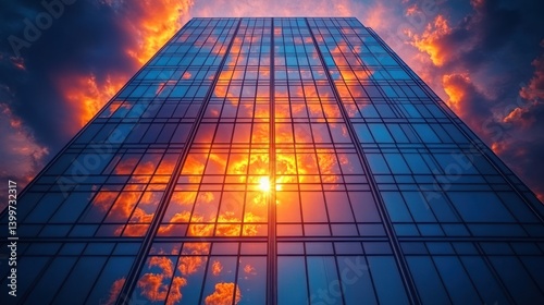 Wallpaper Mural Sunset Reflected in Modern Skyscraper's Glass Facade Torontodigital.ca