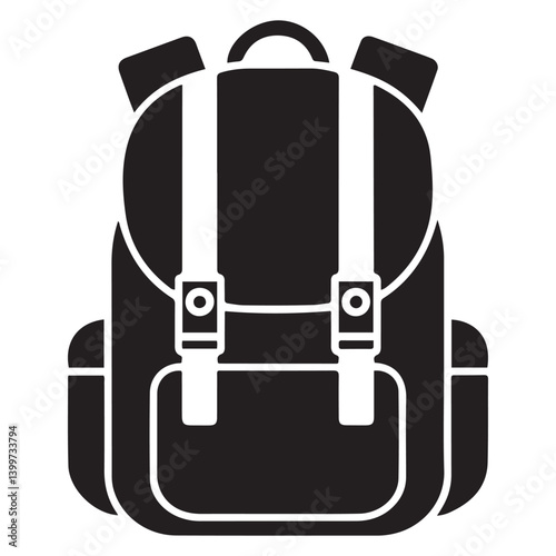 Backpack icon Vector Black silhouettes. with white background
