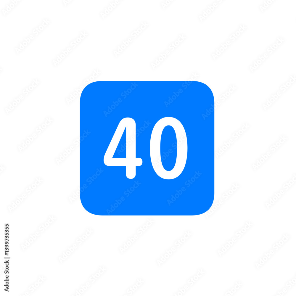Number 40 Filled Square Icon Number 40 Filled Square Icon