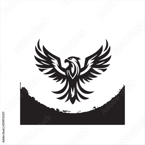 Stylized Phoenix Bird Vector Logo Design

