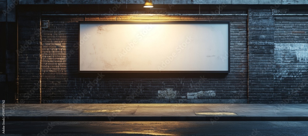 Empty billboard on urban alleyway at night Empty billboard on urban alleyway at night