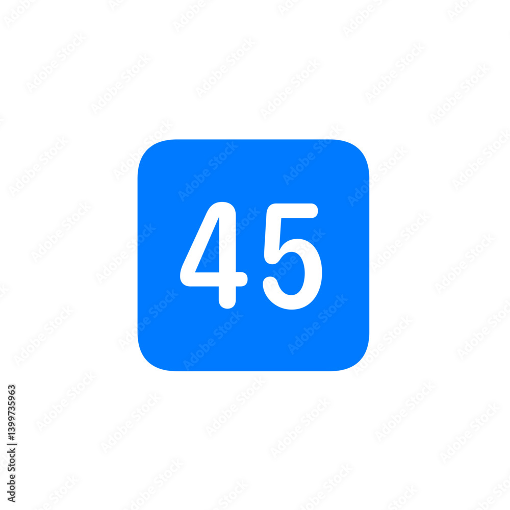 Number 45 Filled Square Icon Number 45 Filled Square Icon