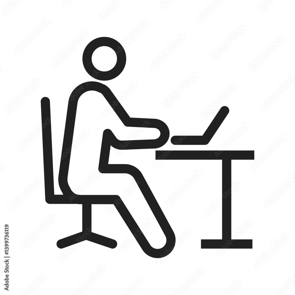 Working in Office icon vector image. Suitable for mobile apps, web apps and print media. Working in Office icon vector image. Suitable for mobile apps, web apps and print media.