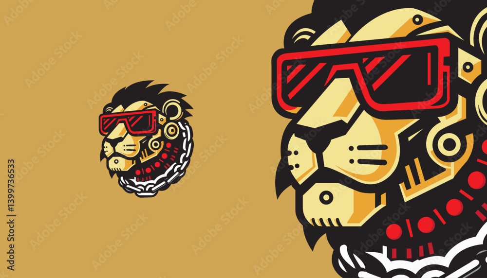 Obraz premium Fierce Lion Mascot Logo - Majestic Vector Design