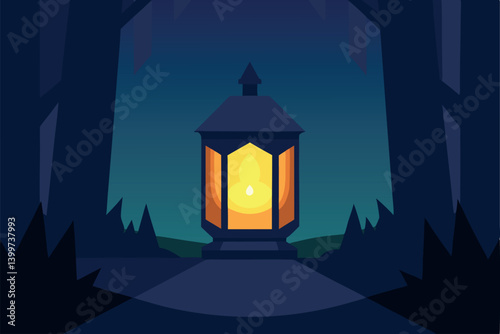 illustration of a lantern in the night