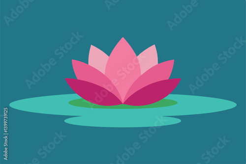 pink water lily with leaves
