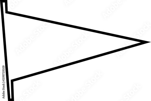 Retro pennant white and black flags icon, banner pendants flagpoles, vector icons. Sport camp or university and varsity club pennants, blank waving flag poles, outline signs transparent background