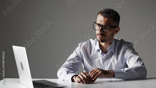 The Man With Laptop Intently