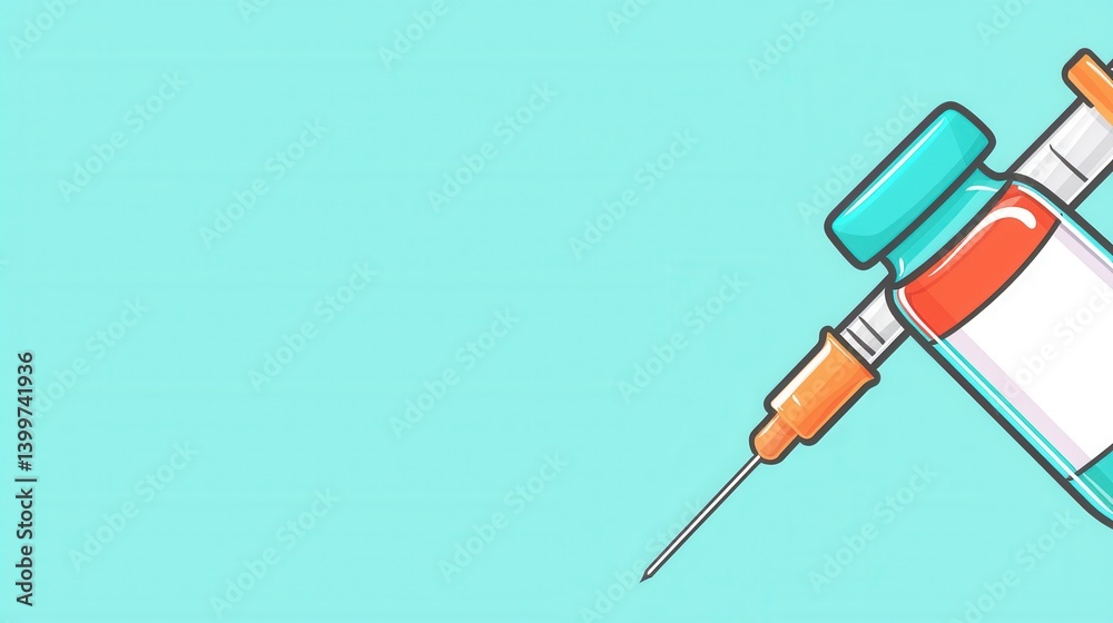 Colorful Vaccine Vial and Syringe Illustration on Bright Background Colorful Vaccine Vial and Syringe Illustration on Bright Background