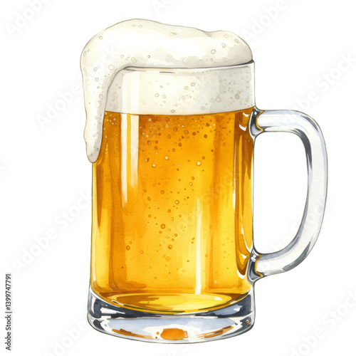 Refreshing Golden Beer in a Glass Mug