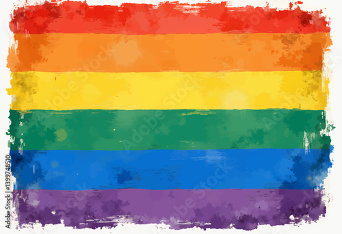 Obraz na płótnie Watercolor Pride Flag with Distressed Edges w salonie