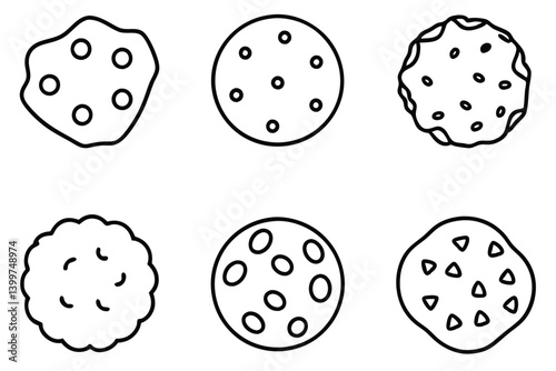 Chip cookie line art fun design for kitchen
