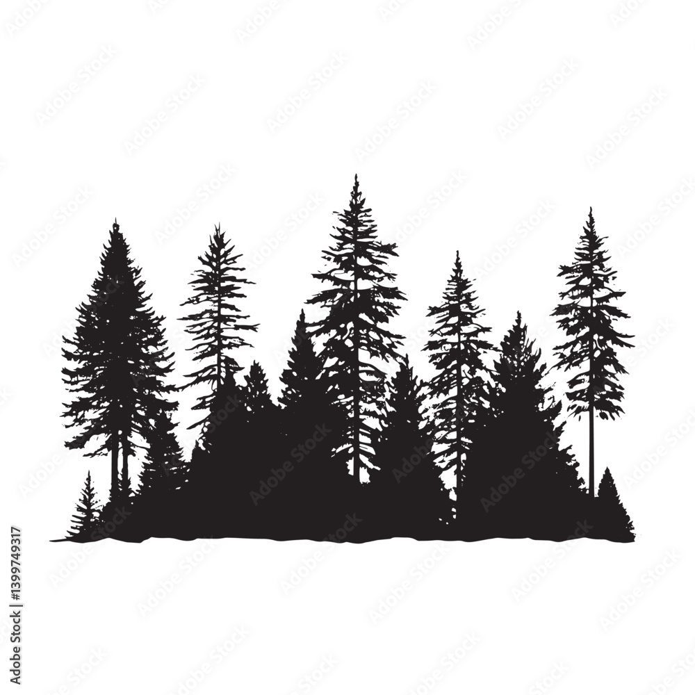 Fototapeta premium Mountain Forest Pine Tree Silhouette Design