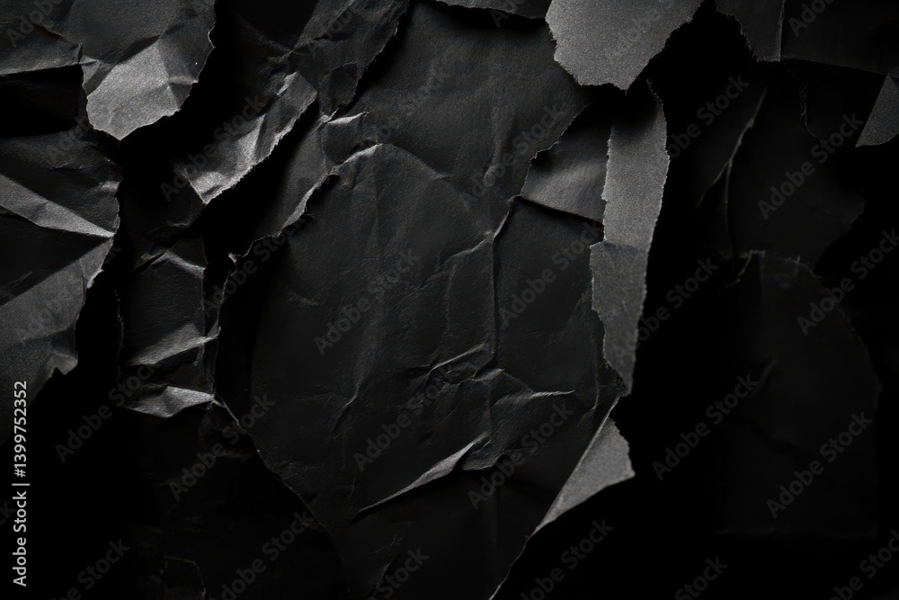 Crumpled black paper texture