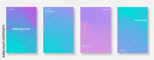 Abstract dynamic gradient color poster background set. Elegant design for book cover, invitation, flyer, banner template