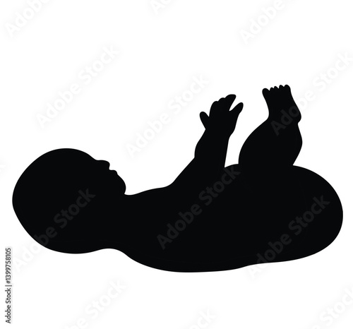 Science of hand drawn vector  fetus baby or new born baby silhouette.