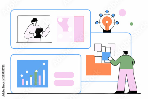 Vector Illustration of AI Tools for Content Creation and Marketing Automation