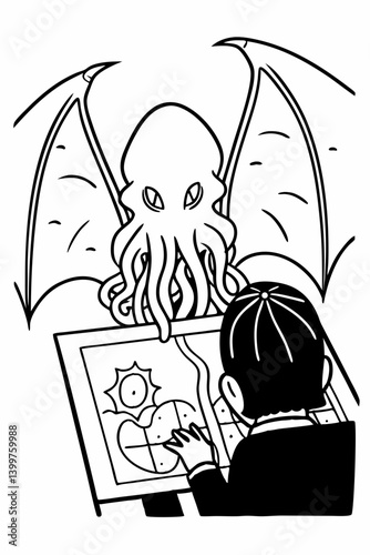 Realistic Cthulhu Illustration with Interesting Background and Detailed Features