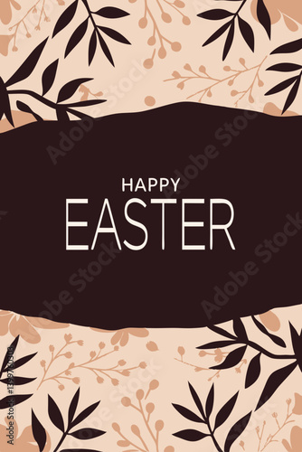 Modern Easter Greeting Card and Horizontal Poster with Floral Pattern and Typography
