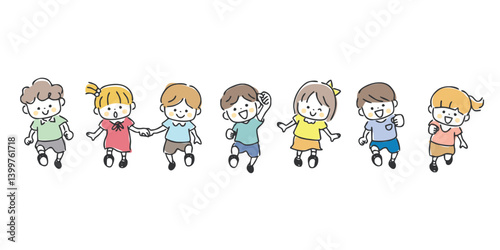 みんなで歩く子どもたち