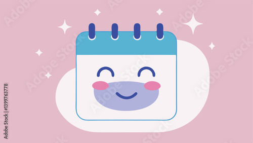 Friendly Reminder An illustration of a calendar with a marked date for a skincare regimen featuring the exosome mask and a cheerful quote promoting selfcare.