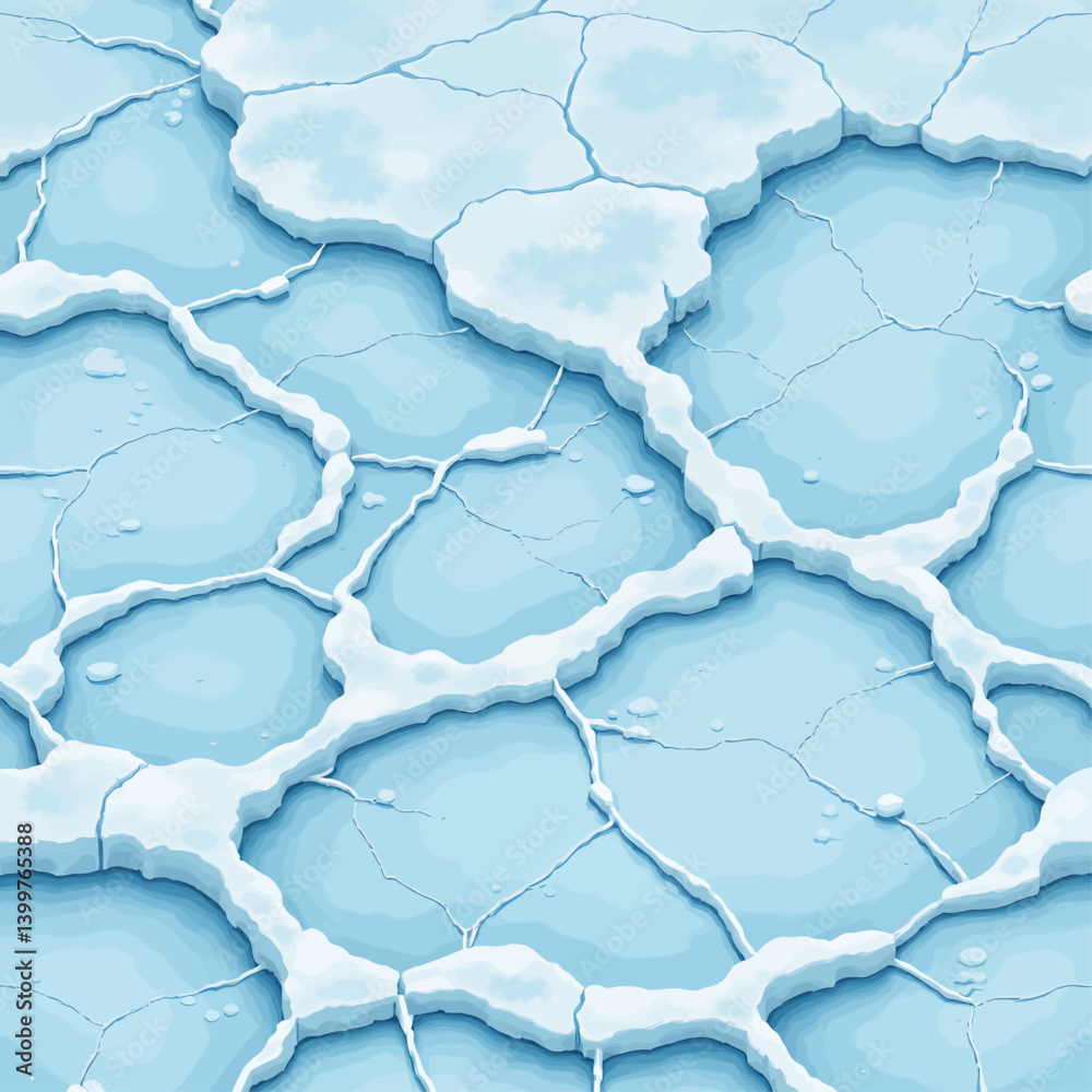 Cracked Blue Ice Floes with Snow Accents