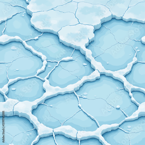 Obraz na płótnie Cracked Blue Ice Floes with Snow Accents w salonie