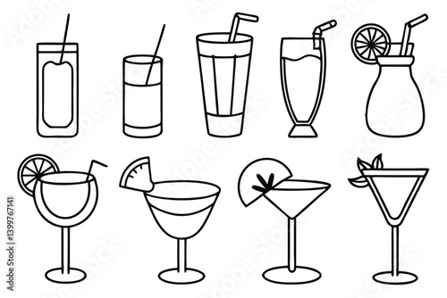 cocktail line art tropical flavors in a glass