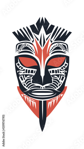 Minimalist Tribal Mask Vector Illustration for T-Shirt and Wall Art Design