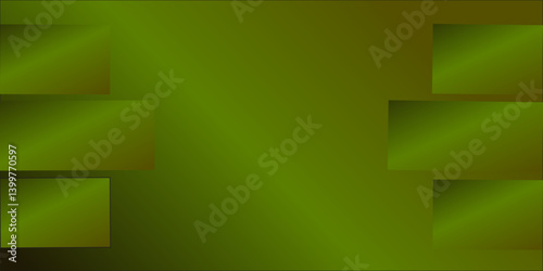 Abstract green geometric interior with square wall frames in a modern empty room