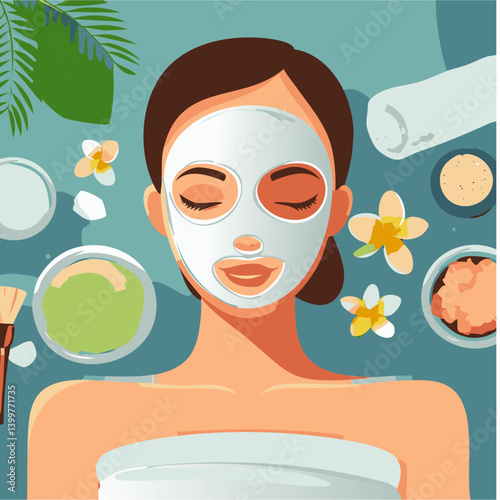 Woman Enjoying a Facial Spa Treatment with Natural Ingredients and Relaxing Citrus Elements

