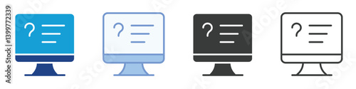Computer Question Icons Collection – Multiple Vector Styles Icons