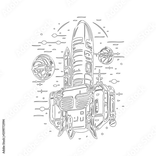 Detailed Spacecraft Outlines For Creative Designs