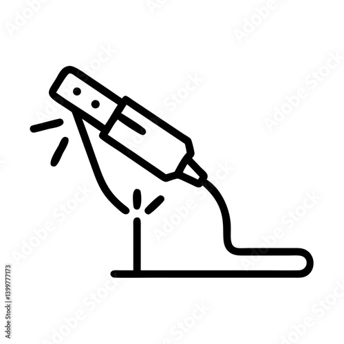 Welding machine icon in action creating sparks