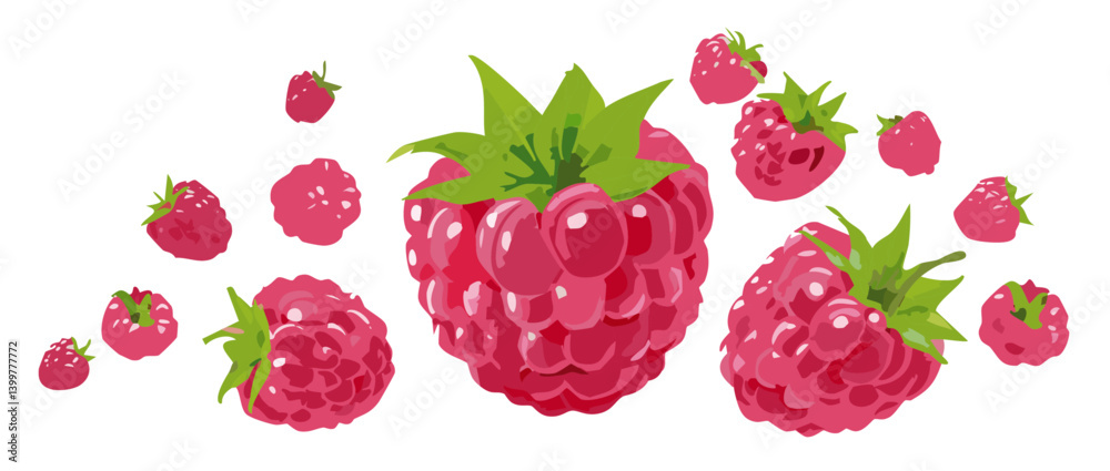 fresh raspberry falling vector icon design