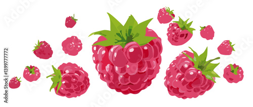 Obraz na płótnie fresh raspberry falling vector icon design w salonie
