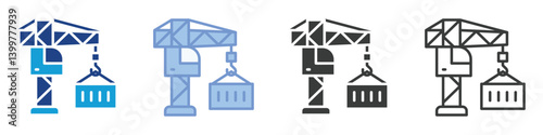 crane pick countainer Icons Collection – Multiple Vector Styles Icons