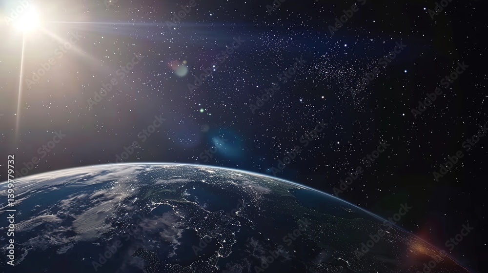Naklejka premium Father's Day Space Background: Paying Tribute to Father's Profound and All - inclusive Love as Vast as the Firmament with the Vast Universe as the Background