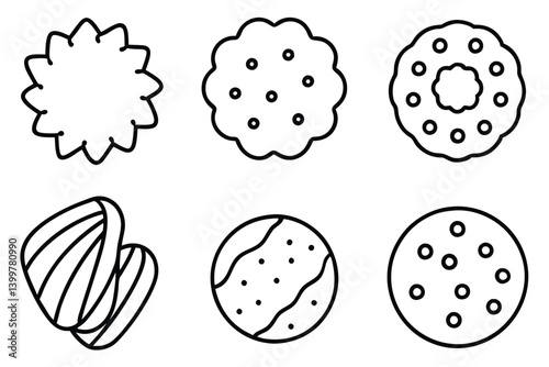 cookies line art hand drawn sketch of tasty cookies