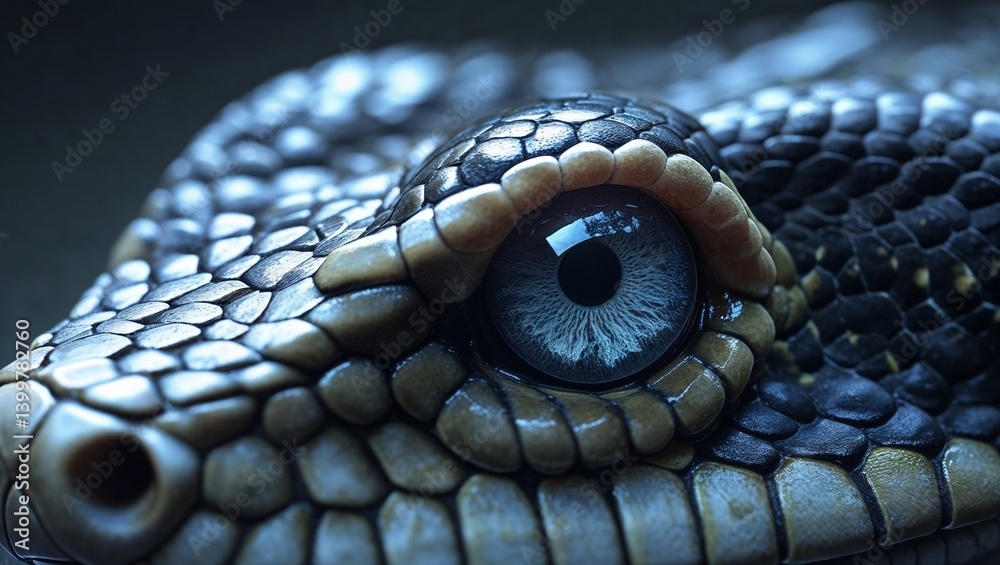 Fototapeta premium Extreme close up snake eye and texture snake skin , realistic.